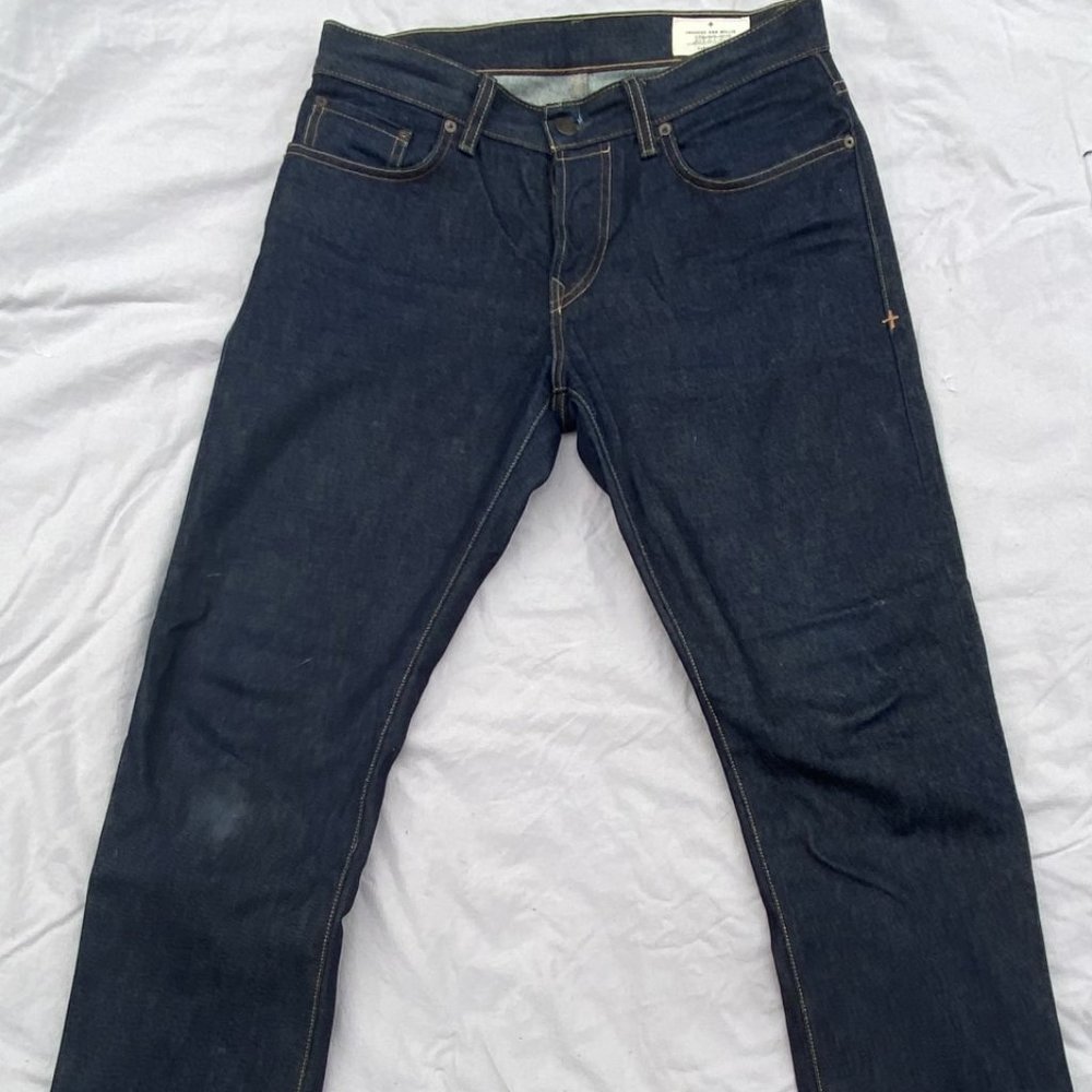IMAGENE + WILLIES Men's  Dark Denim Button Fly Jeans-Size 29